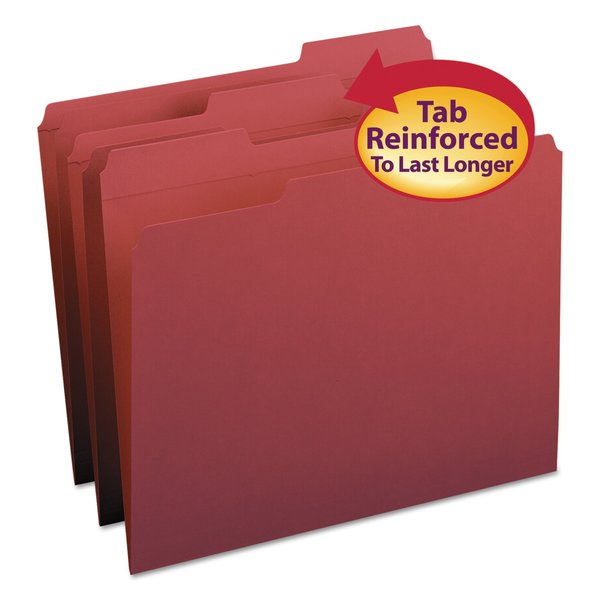 Smead Pressboard Folder, 1/3-Cut Tab, Maroon, PK100 13084